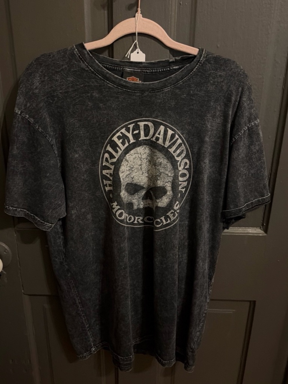 Harley-Davidson Black Washed Skull Logo Short Sleeve Tee